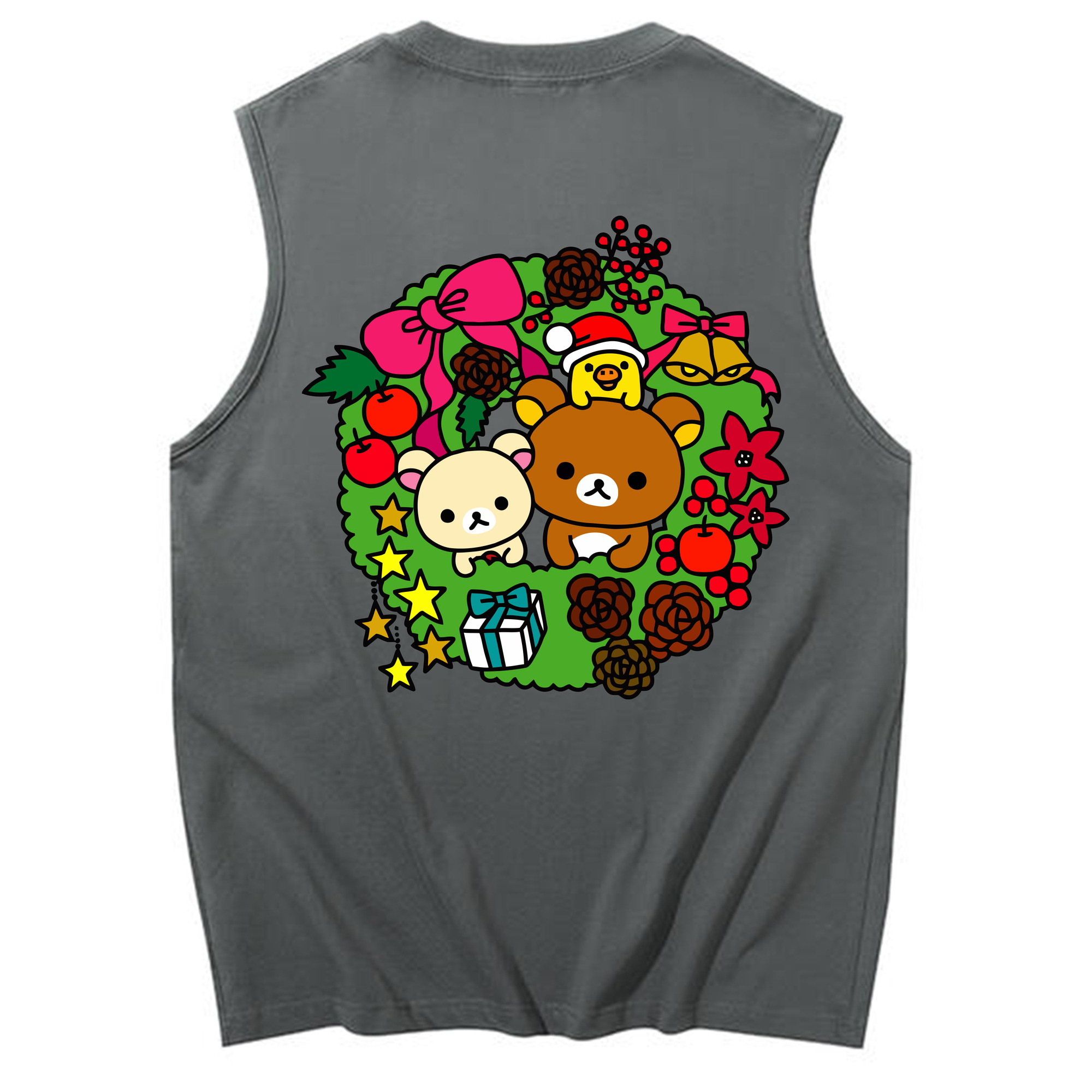 （画像用） リラックマ リラックマ キイロイトリ Rilakkuma Korilakkuma Kiiroitori コットン100％タンクトップ（背面プリント）